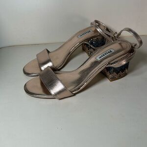 Dune London rose gold rhinestone heel heeled sandals